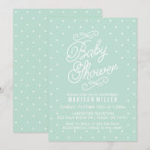 Mint Green Polka Dots Baby shower uitnodiging (Voorkant / Achterkant)