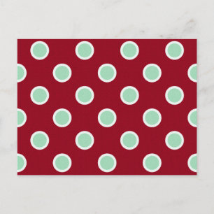 Mint Green Polka Dots on Maroon Christmas Postcard Feestdagenkaart