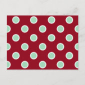 Mint Green Polka Dots on Maroon Christmas Postcard Feestdagenkaart (Voorkant)