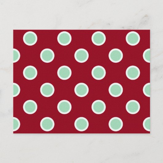 Mint Green Polka Dots on Maroon Christmas Postcard Feestdagenkaart (Voorkant)
