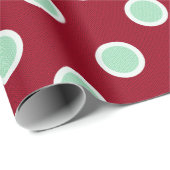Mint Green Polka Dots over maroon kerstpapier Cadeaupapier (Rol Hoek)