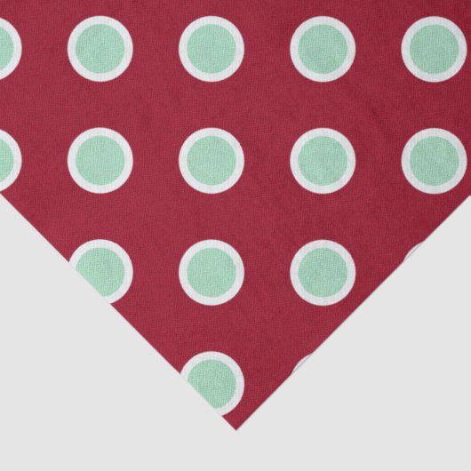 Mint Green Polka stippen op maroon tissuepapier (Detail)