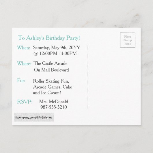 Mint Green Polka-Stippen・Woodland Fox・Custom Uitnodiging Briefkaart (Achterkant)