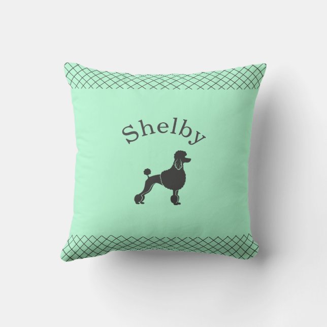 Mint Green Poodle Personalized Matching Kussen (Achterkant)