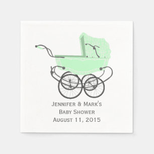 Mint Green Pram Custom Baby shower Paper Napkins Servetten