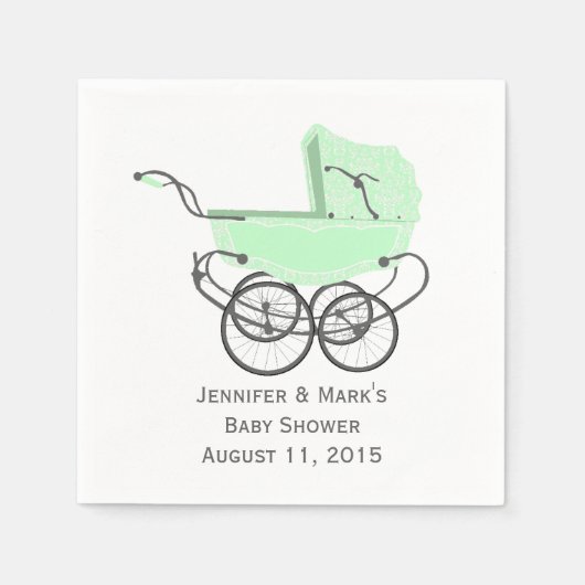 Mint Green Pram Custom Baby shower Papieren servet (Voorkant)