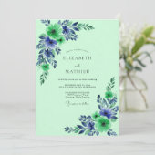 Mint Green Pristine Botanical Wedding Kaart (Staand voorkant)