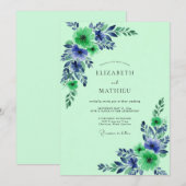 Mint Green Pristine Botanical Wedding Kaart (Voorkant / Achterkant)