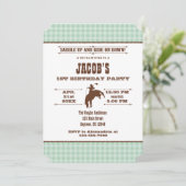 Mint Green Pset Cowboy Rodeo Birthday Uitnodiging (Staand voorkant)
