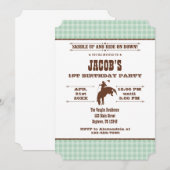 Mint Green Pset Cowboy Rodeo Birthday Uitnodiging (Voorkant / Achterkant)