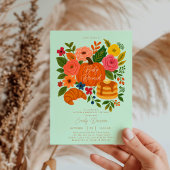 Mint Green Pumpkin Baby Shower Brunch Invitation Kaart