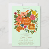 Mint Green Pumpkin Baby Shower Brunch Invitation Kaart (Voorkant)