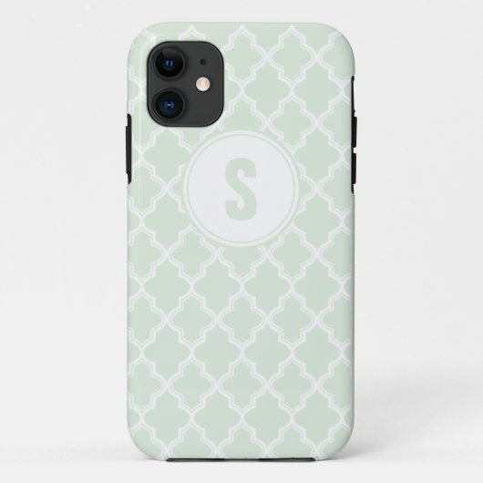 Mint Green Quatrefoil Monogram IPhone 5 Hoesje (Achterkant)