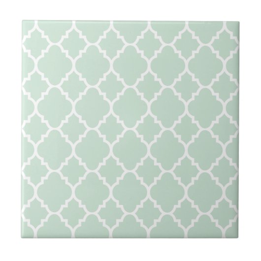 Mint Green Quatrefoil Moroccan Pattern Tegeltje (Voorkant)