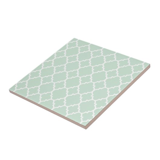 Mint Green Quatrefoil Moroccan Pattern Tegeltje (Zijkant)