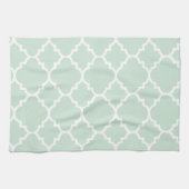 Mint Green Quatrefoil Moroccan Pattern Theedoek (Horizontaal)