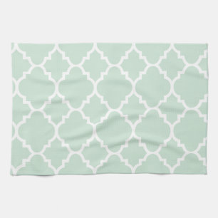 Mint Green Quatrefoil Moroccan Pattern Theedoek