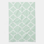 Mint Green Quatrefoil Moroccan Pattern Theedoek (Verticaal)