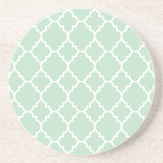 Mint Green Quatrefoil Moroccan Pattern Zandsteen Onderzetter