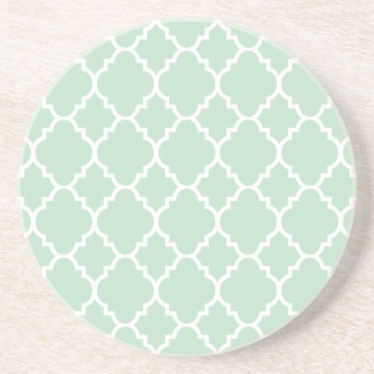 Mint Green Quatrefoil Moroccan Pattern Zandsteen Onderzetter (Voorkant)