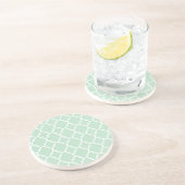 Mint Green Quatrefoil Moroccan Pattern Zandsteen Onderzetter (Zijkant)