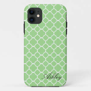 Mint Green Quatrefoil Patroonmonogram Case-Mate iPhone Case