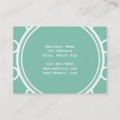 Mint Green Quatrefoil Pattern, Uw Monogram Visitekaartje (Achterkant)
