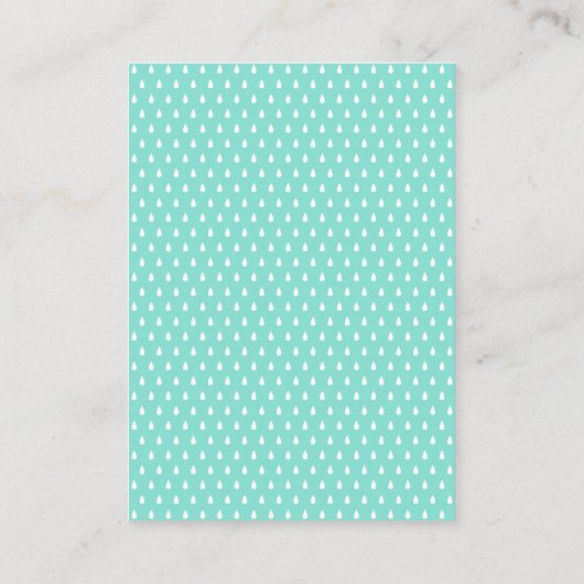 Mint Green Raindrops Boek Aanvraag Baby shower Informatiekaartje (Achterkant)