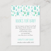 Mint Green Raindrops Boek Aanvraag Baby shower Informatiekaartje (Voorkant)