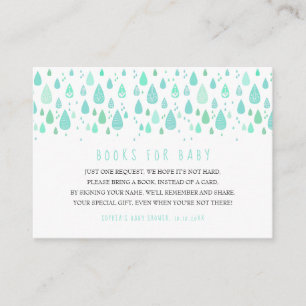 Mint Green Raindrops Boeken voor Baby Aanvraag Informatiekaartje