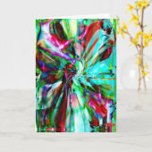 Mint Green Red Limoen Abstract Ribbon Flower Desig Kaart (Gele Bloem)