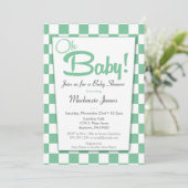Mint Green Retro 50s Diner Baby shower Uitnodiging (Staand voorkant)