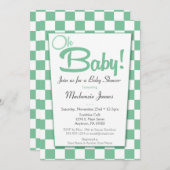 Mint Green Retro 50s Diner Baby shower Uitnodiging (Voorkant / Achterkant)