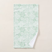 Mint-green retro flowers pattern bad handdoek (Handdoek)
