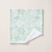 Mint-green retro flowers pattern bad handdoek (Wasdoekje)