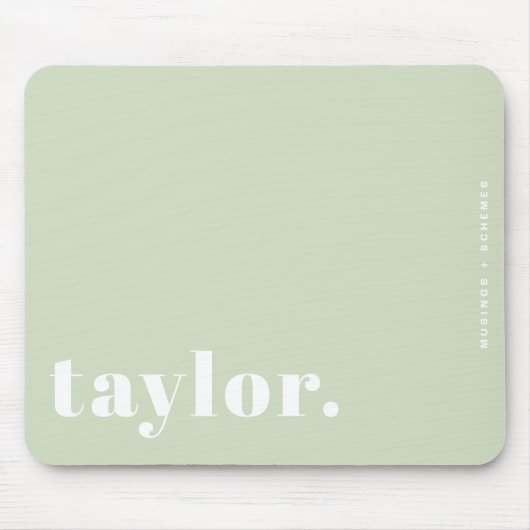 Mint Green Retro Typografie Gepersonaliseerd Muismat (Voorkant)