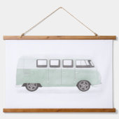 Mint Green Retro Van Nursery Decor Hangend Wandkleed (Voorkant)