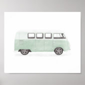 Mint Green Retro Van Nursery Decor Poster (Voorkant)