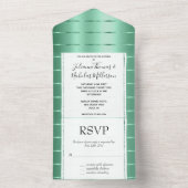 Mint Green Ribbon Wedding All In One Uitnodiging (Binnen)