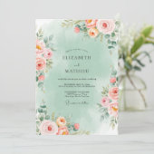 Mint Green Romantic Floral Wedding Kaart (Staand voorkant)