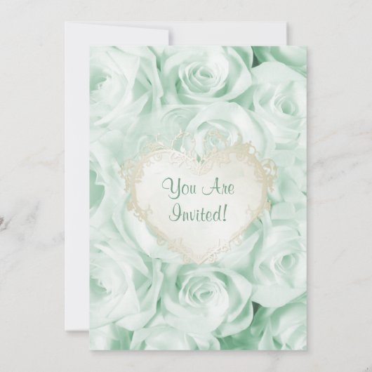 Mint Green Roos bruiloft repetitie diner Kaart (Achterkant)