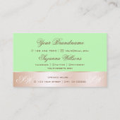 Mint Green Roos Gold Decor Flower met Monogram Visitekaartje (Achterkant)