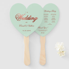 Mint Green Roos Gold Wedding Program Heart Handwaaier