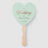 Mint Green Roos Gold Wedding Program Heart Handwaaier (Voorkant)