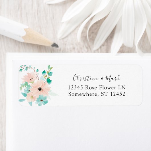 Mint Green & Roze het Etiket van het Adres van de (Insitu)