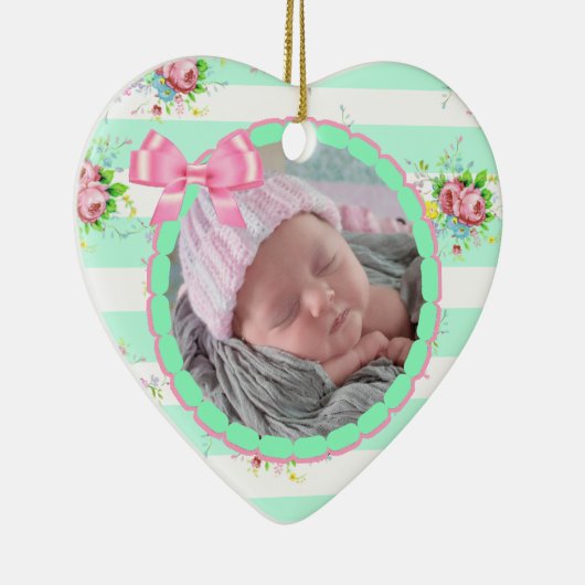 Mint Green & Roze kerstkeepomwille Ornament (Rechts)