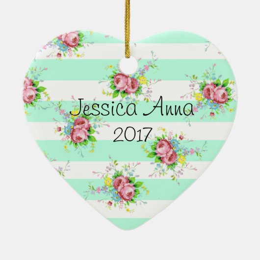 Mint Green & Roze kerstkeepomwille Ornament (Achterkant)