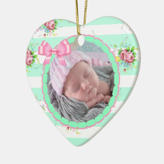 Mint Green & Roze kerstkeepomwille Ornament (Links)