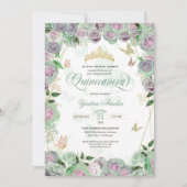 Mint Green Rozen Elegant Butterfly Quinceanera Kaart (Voorkant)