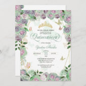 Mint Green Rozen Elegant Butterfly Quinceanera Kaart (Voorkant / Achterkant)